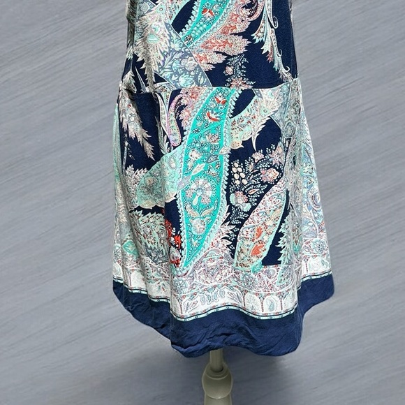 🌻Lucky Brand Lightweight Colorful Boho Paisley Dress w Cutouts Size Large - Picture 5 of 11